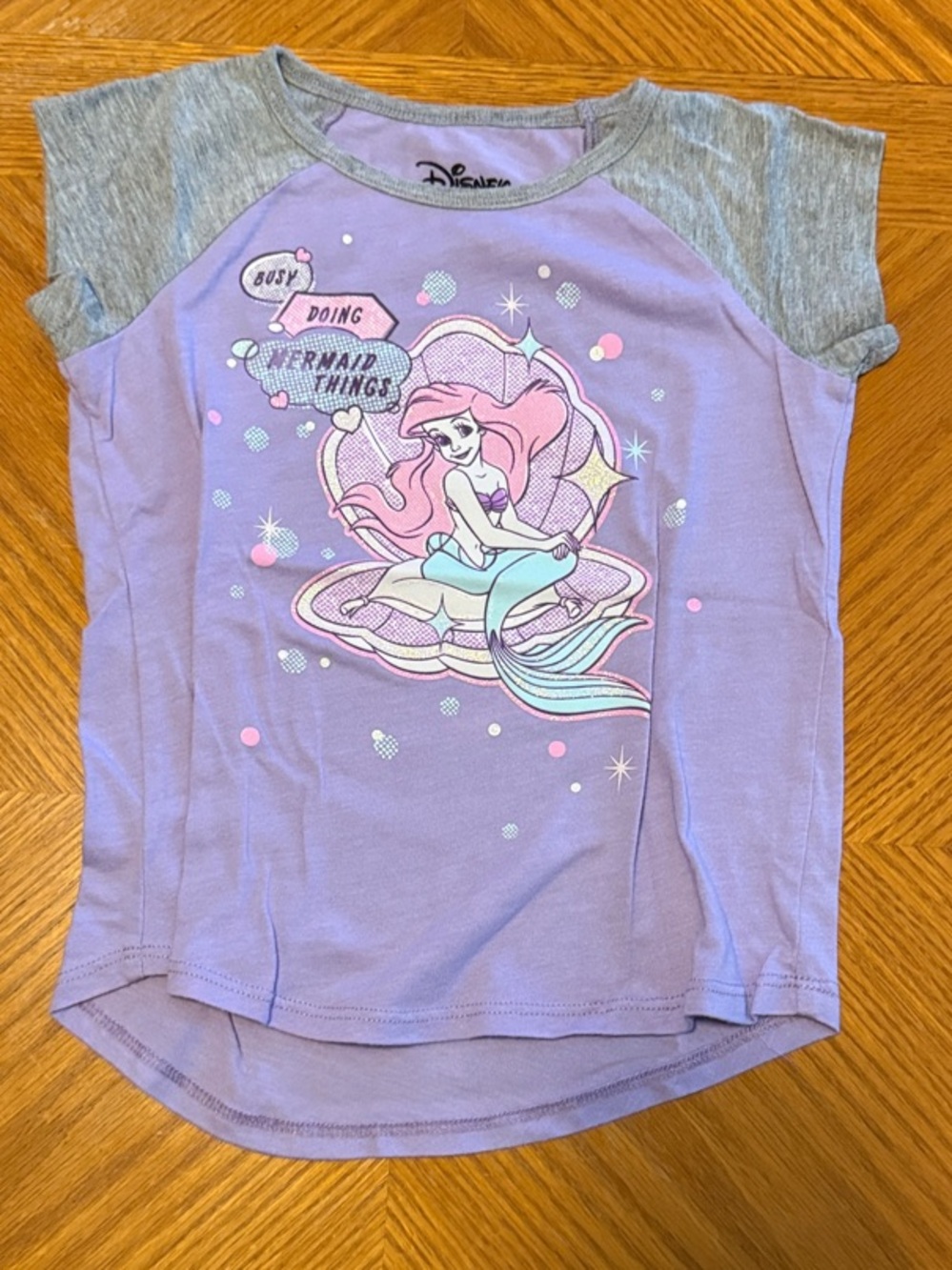 Disney Jumping Beans Lavender & Gray Ariel Mermaid Graphic Short Sleeve Tee